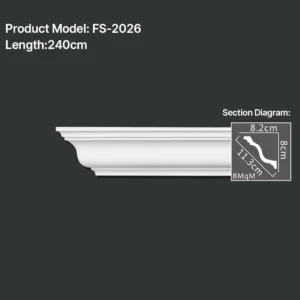 FS-2026 PU plain cornice moulding for ceiling corner and wall decoration