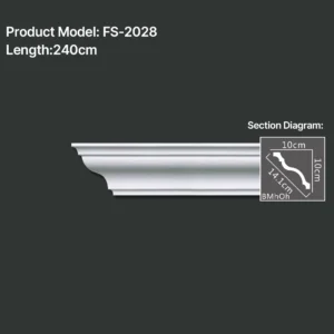 FS-2028 PU plain cornice moulding for ceiling corner and wall decoration