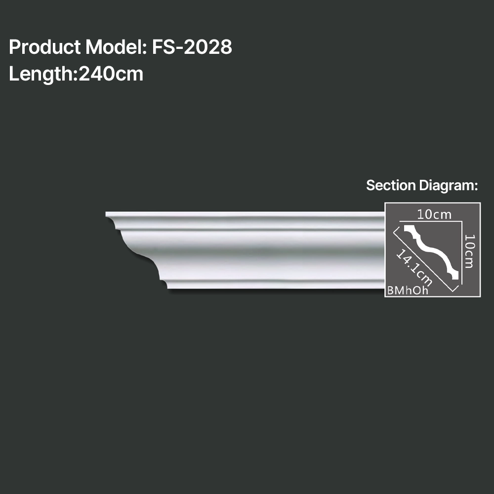 FS-2028 PU plain cornice moulding for ceiling corner and wall decoration