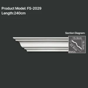 FS-2029 PU plain cornice moulding for ceiling corner and wall decoration