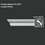 FS-2037 PU plain cornice moulding for ceiling corner and wall decoration