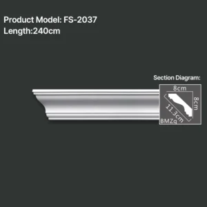 FS-2037 PU plain cornice moulding for ceiling corner and wall decoration