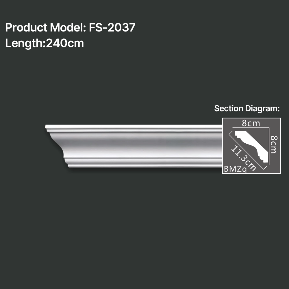 FS-2037 PU plain cornice moulding for ceiling corner and wall decoration