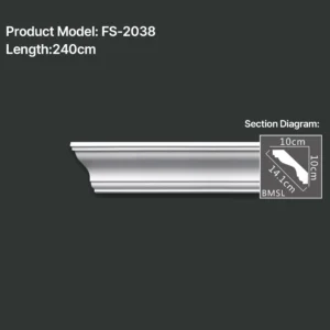 FS-2038 PU plain cornice moulding for ceiling corner and wall decoration