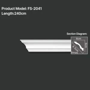 FS-2041 PU plain cornice moulding for ceiling corner and wall decoration