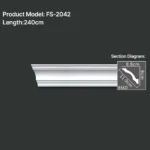 FS-2042 PU plain cornice moulding for ceiling corner and wall decoration