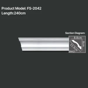 FS-2042 PU plain cornice moulding for ceiling corner and wall decoration