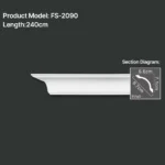 FS-2090 PU plain cornice moulding for ceiling corner and wall decoration