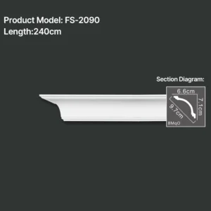 FS-2090 PU plain cornice moulding for ceiling corner and wall decoration