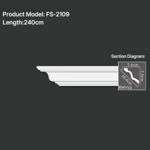 FS-2109 PU plain cornice moulding for ceiling corner and wall decoration