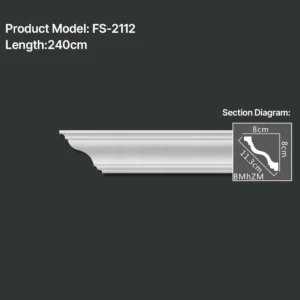 FS-2112 PU plain cornice moulding for ceiling corner and wall decoration