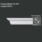 FS-2117 PU plain cornice moulding for ceiling corner and wall decoration