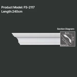 FS-2117 PU plain cornice moulding for ceiling corner and wall decoration