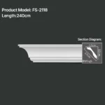 FS-2118 PU plain cornice moulding for ceiling corner and wall decoration