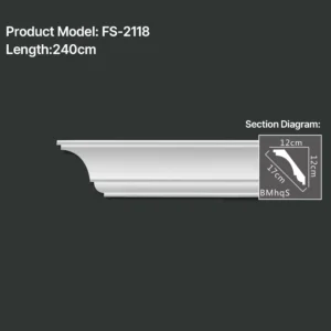 FS-2118 PU plain cornice moulding for ceiling corner and wall decoration