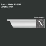 FS-2119 PU plain cornice moulding for ceiling corner and wall decoration