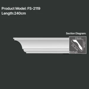 FS-2119 PU plain cornice moulding for ceiling corner and wall decoration