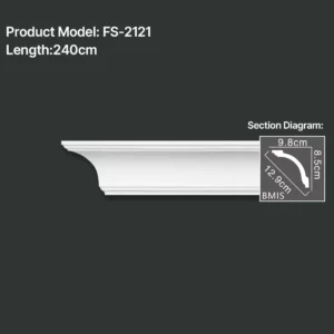 FS-2121 PU plain cornice moulding for ceiling corner and wall decoration