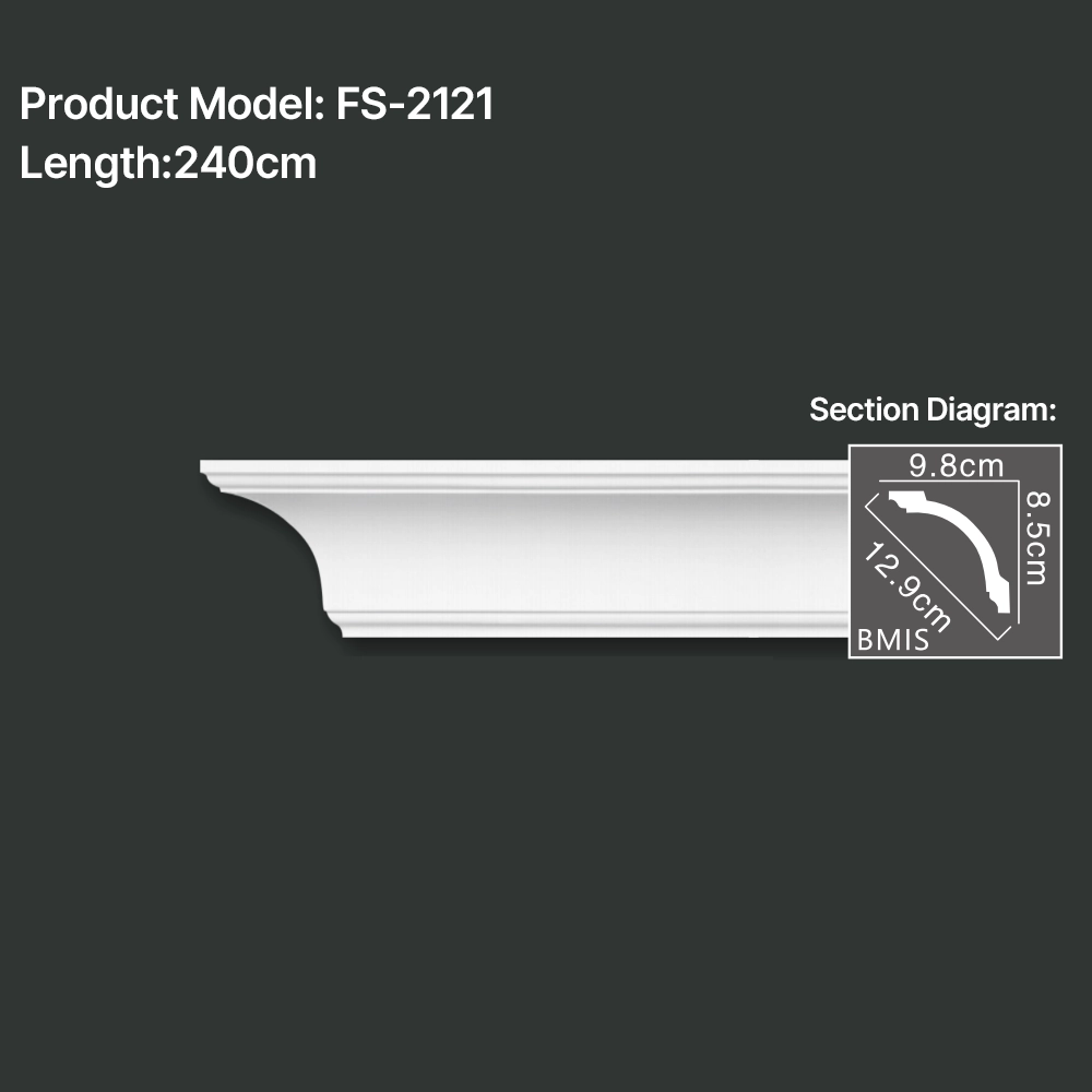 FS-2121 PU plain cornice moulding for ceiling corner and wall decoration