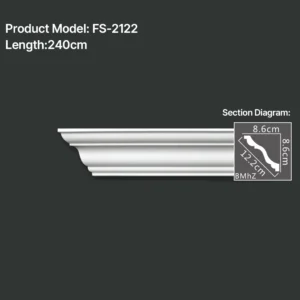 FS-2122 PU plain cornice moulding for ceiling corner and wall decoration