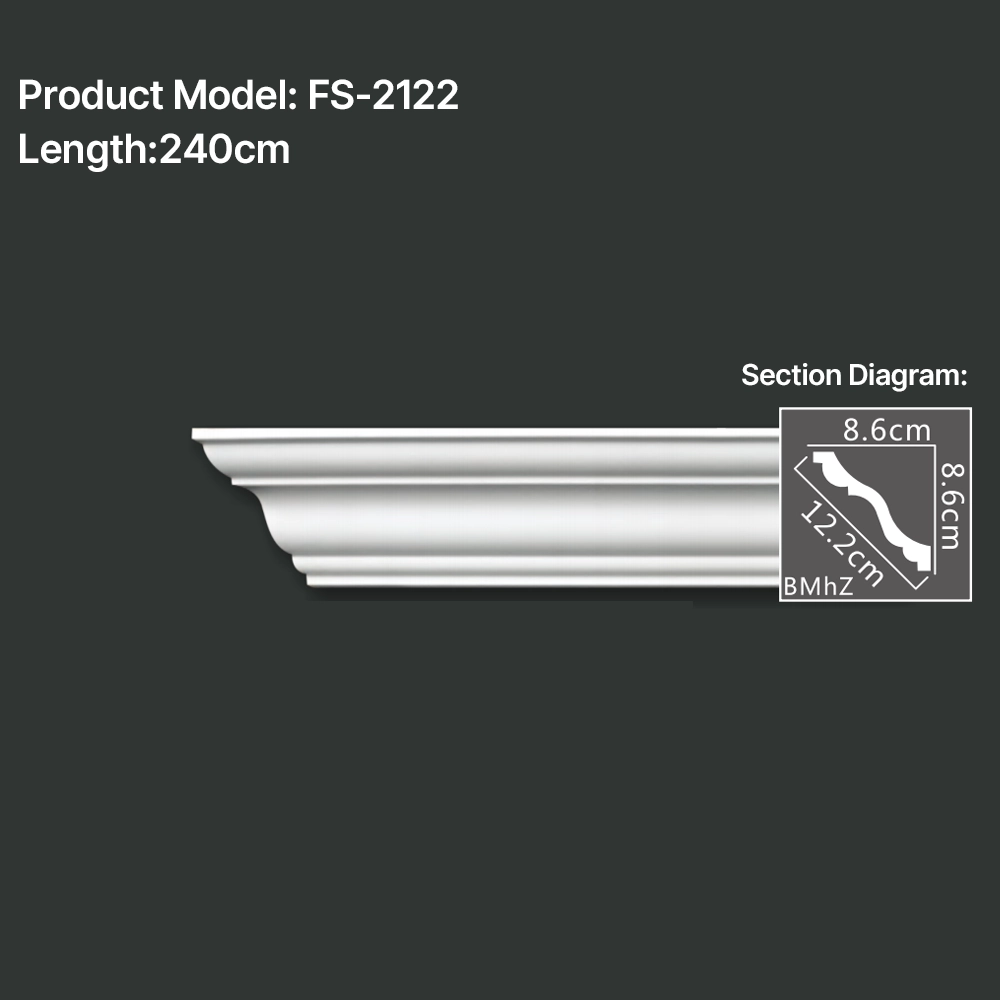 FS-2122 PU plain cornice moulding for ceiling corner and wall decoration