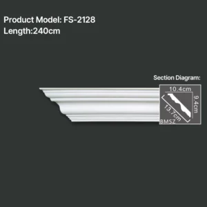 FS-2128 PU plain cornice moulding for ceiling corner and wall decoration