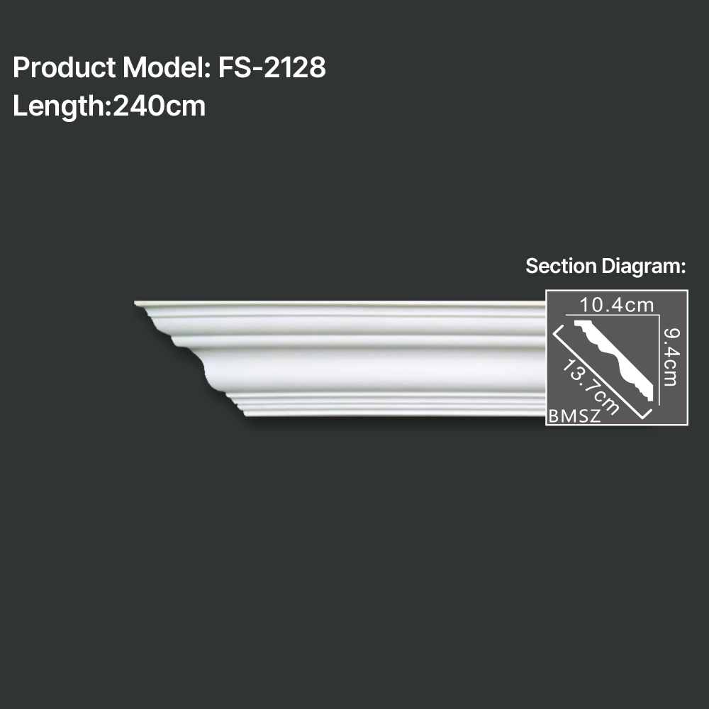 FS-2128 PU plain cornice moulding for ceiling corner and wall decoration