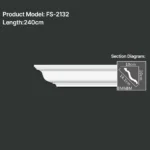 FS-2132 PU plain cornice moulding for ceiling corner and wall decoration
