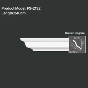 FS-2132 PU plain cornice moulding for ceiling corner and wall decoration