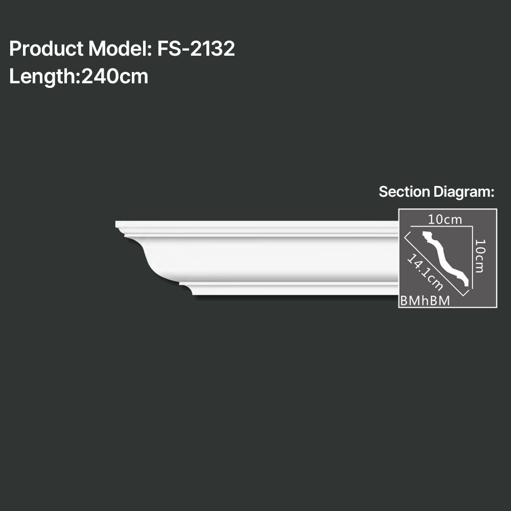 FS-2132 PU plain cornice moulding for ceiling corner and wall decoration