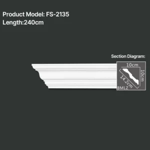 FS-2135 PU plain cornice moulding for ceiling corner and wall decoration