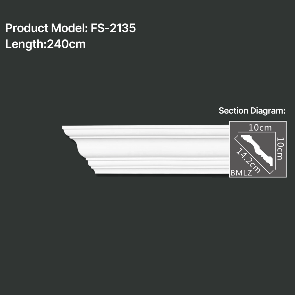 FS-2135 PU plain cornice moulding for ceiling corner and wall decoration