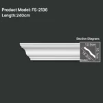 FS-2136 PU plain cornice moulding for ceiling corner and wall decoration