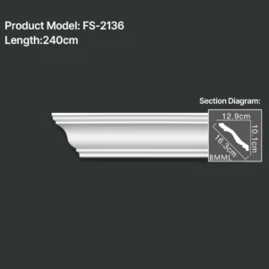 FS-2136 PU plain cornice moulding for ceiling corner and wall decoration