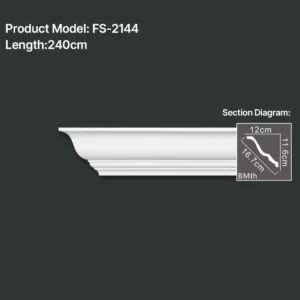 FS-2144 PU plain cornice moulding for ceiling corner and wall decoration