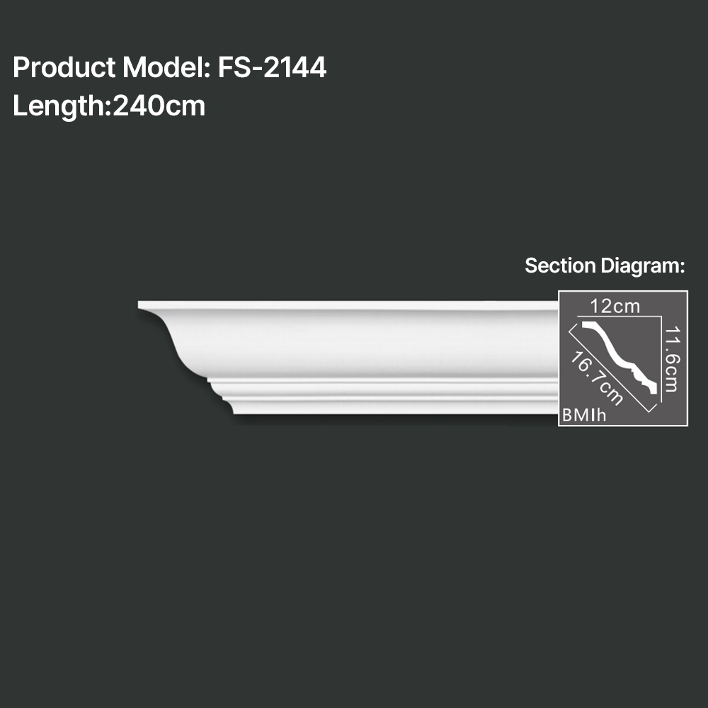 FS-2144 PU plain cornice moulding for ceiling corner and wall decoration
