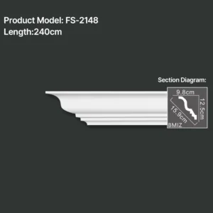 FS-2148 PU plain cornice moulding for ceiling corner and wall decoration