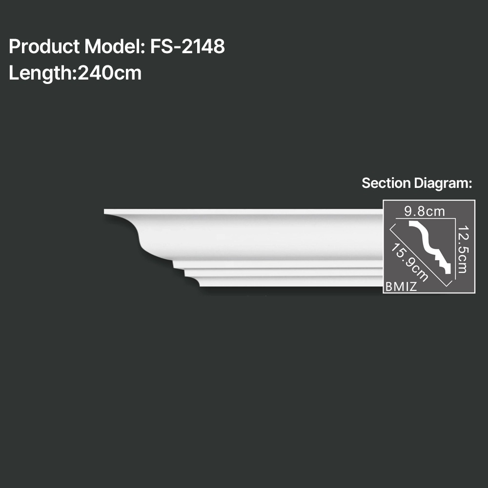 FS-2148 PU plain cornice moulding for ceiling corner and wall decoration