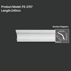 FS-2157 PU plain cornice moulding for ceiling corner and wall decoration