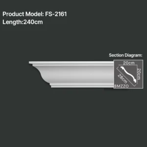 FS-2161 PU plain cornice moulding for ceiling corner and wall decoration