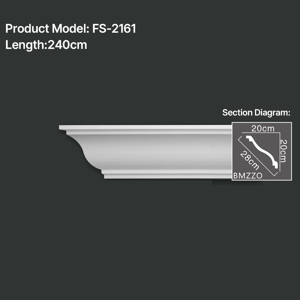 FS-2161 PU plain cornice moulding for ceiling corner and wall decoration