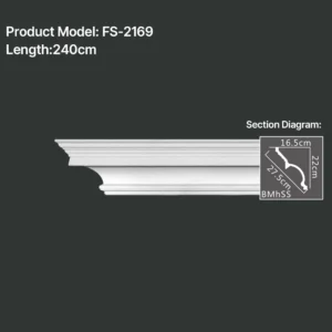 FS-2169 PU plain cornice moulding for ceiling corner and wall decoration
