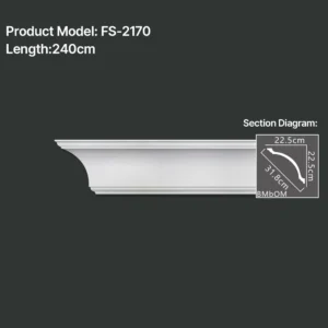 FS-2170 PU plain cornice moulding for ceiling corner and wall decoration