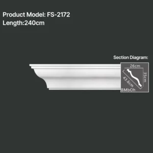 FS-2172 PU plain cornice moulding for ceiling corner and wall decoration