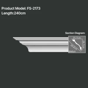 FS-2173 PU plain cornice moulding for ceiling corner and wall decoration