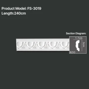 FS-3019 PU carved chair rail moulding for wall panel and interior decoration