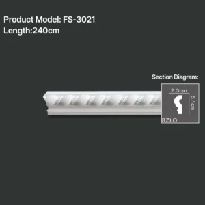 FS-3021 PU carved chair rail moulding for wall panel and interior decoration