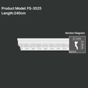 FS-3025 PU carved chair rail moulding for wall panel and interior decoration