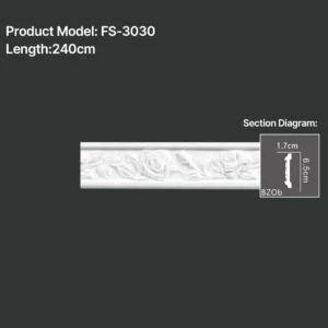 FS-3030 PU carved chair rail moulding for wall panel and interior decoration