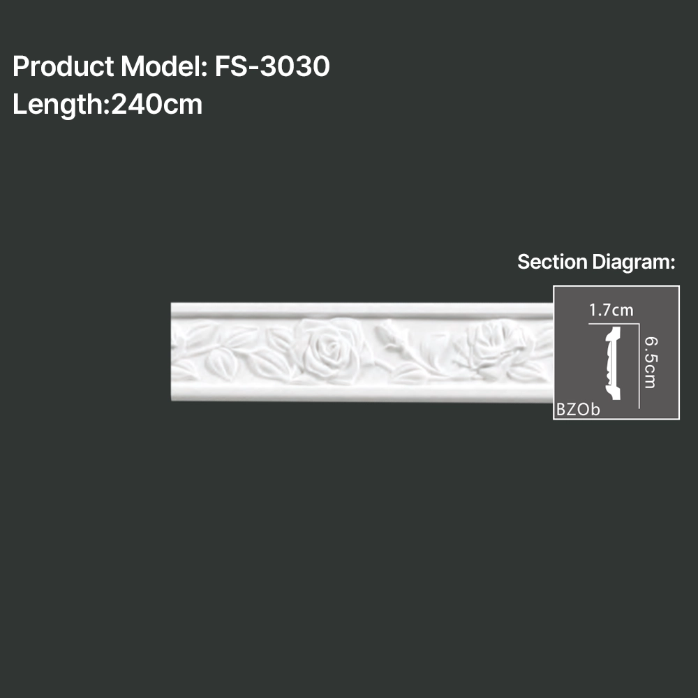 FS-3030 PU carved chair rail moulding for wall panel and interior decoration